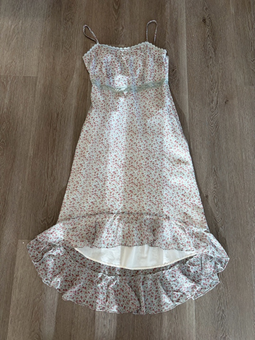 Vintage Y2K triangle floral‎ maxi lined fairy grunge milkmaid dress